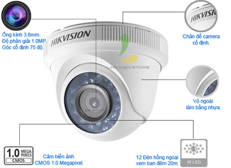 Trọn bộ 4 camera gia đình Hikvision DS-2CE56C0T-IR