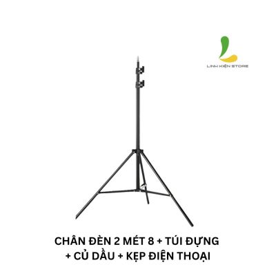 Chân đèn 2 mét 8 + túi đựng + củ dầu + kẹp điện thoại