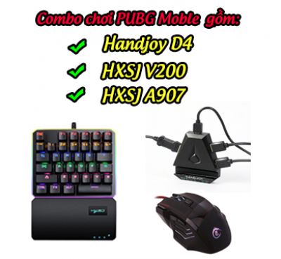 Combo Handjoy D4+ Bàn phím cơ HXSJ V200+ Chuột HXSJ A907 