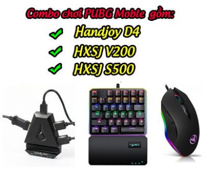 Combo Handjoy D4+ Bàn phím cơ HXSJ V200+ Chuột HXSJ S500