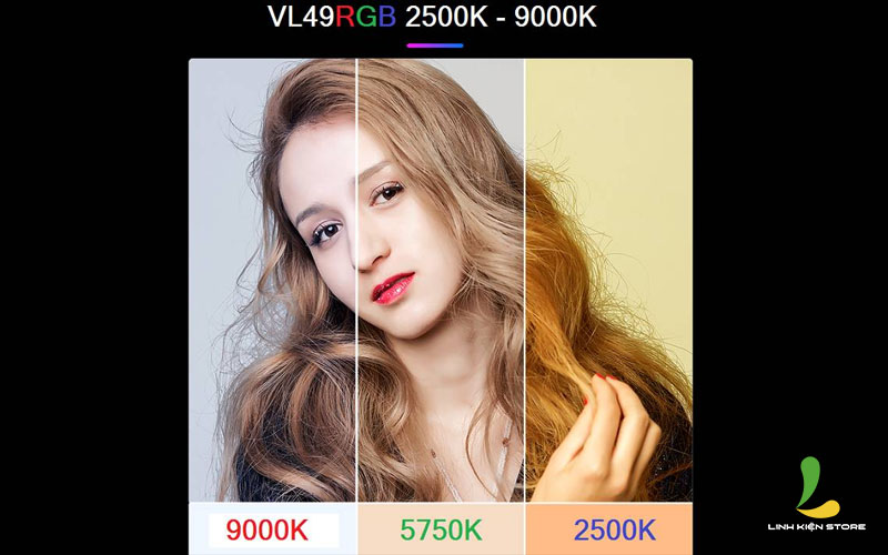 Nhiệt độ màu 2500K- 9000K Đèn hỗ trợ ULANZI VL49 RGB