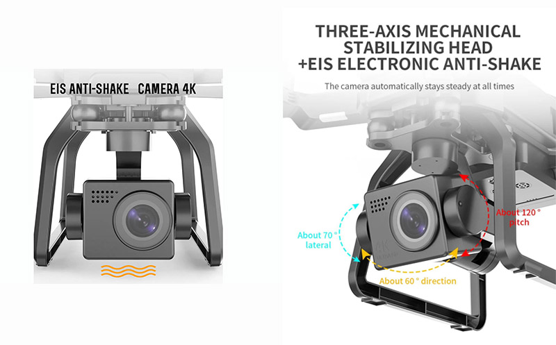 Camera 4K được tích hợp cả gimbal chống rung 3 trục và chống rung điện tử 
