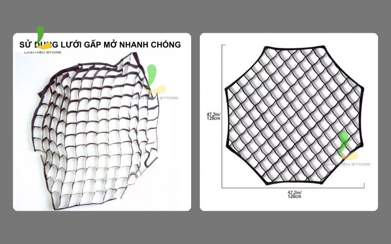 Nhanh-chong-gap-gon-khong-chiem-dien-tich-Luoi-to-ong-cho-Softbox-bat-giac-120-cm