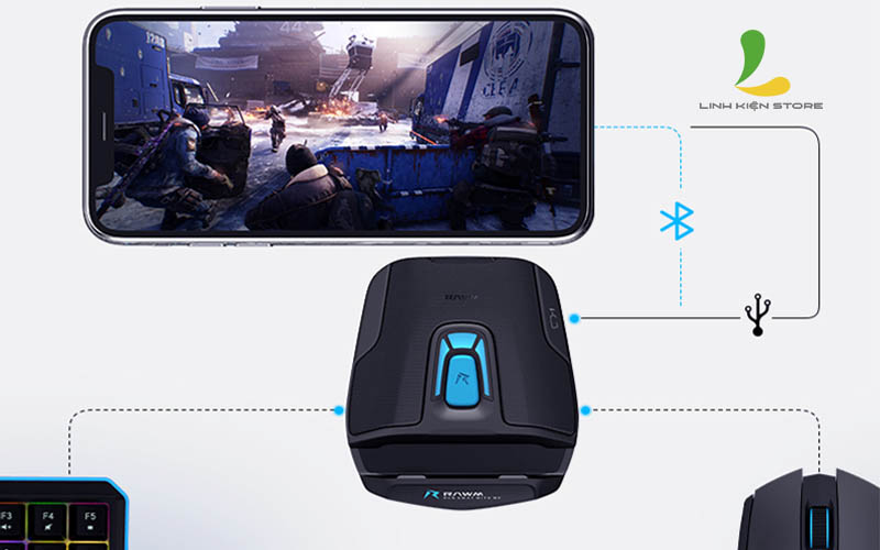  Kết nối bằng Bluetooth và cắm dây Bộ chuyển đổi game Rawm Shell 