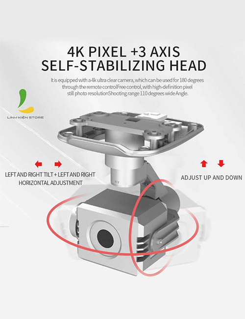 Camera 4K kết hợp gimbal chống rung cho hình ảnh mượt mà của Flycam L5 Pro 