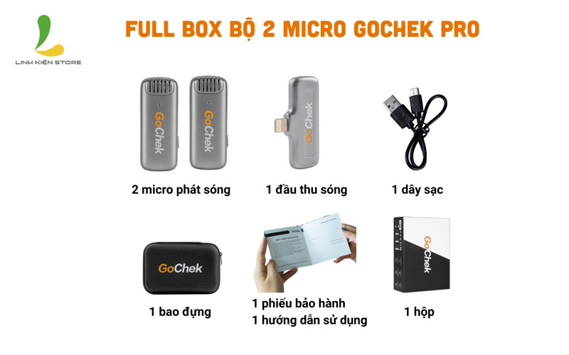 Trọn bộ phụ kiện Micro thu âm không dây GoChek B02 Pro