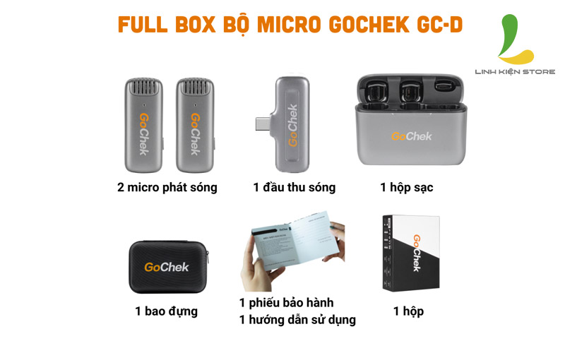 Trọn bộ phụ kiện Micro thu âm không dây GoChek D01