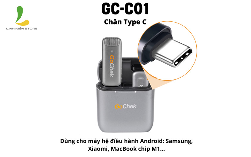 Cổng cắm Type-C Micro thu âm không dây GoChek C01