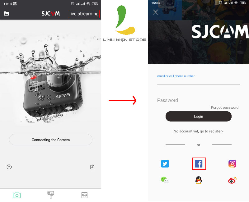 Đăng nhập vào app sjcam zone