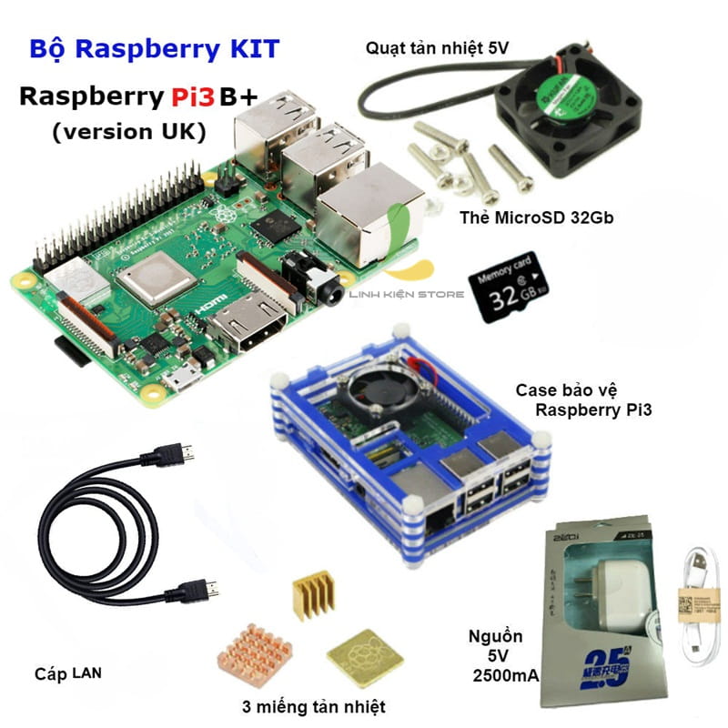 Raspberry Pi 3 B+ Combo Rasberry Starter KIT đầy đủ